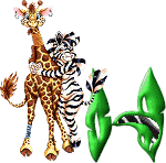 Giraffe mit zebra