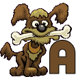 Hund mit knochen alphabete