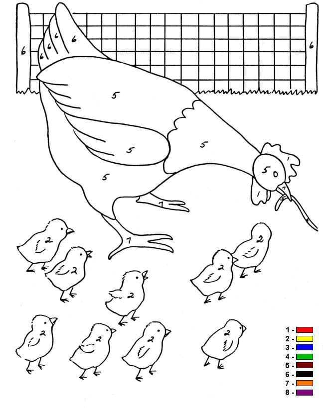 Farben auf der zahl farm ausmalbilder