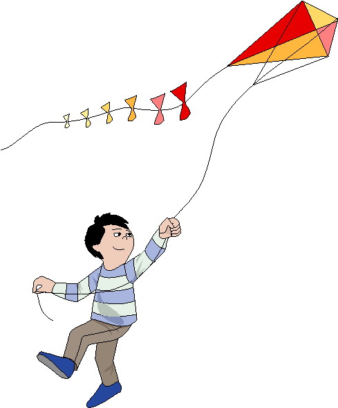 Мальчик запускает воздушный змей